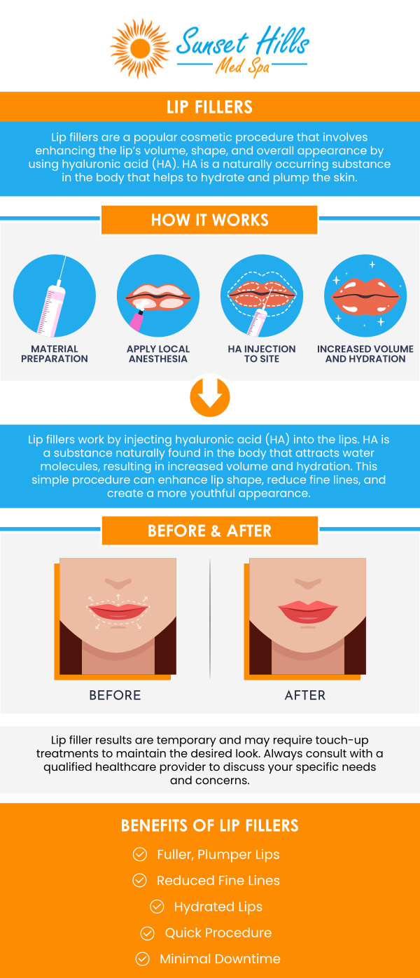Do you want to boost your confidence and improve the appearance of your lips? then lip filler treatment is right for you. Lip fillers are a cosmetic procedure in which a gel-like substance of hyaluronic acid is injected to give the lips the appropriate shape, fullness, and plumpness. At Sunset Hill Med Spa, Andrea Warburton MSPHS, PA-C offers lip fillers to increase confidence, reduce wrinkles, and increase the size of your lips, contact us today or visit us online to book your next appointment. Your satisfaction is our top priority. We are conveniently located at 2510 Wigwam Parkway, Suite A-102, Henderson, NV 89074. Do you want to boost your confidence and improve the appearance of your lips? then lip filler treatment is right for you. Lip fillers are a cosmetic procedure in which a gel-like substance of hyaluronic acid is injected to give the lips the appropriate shape, fullness, and plumpness. At Sunset Hill Med Spa, Andrea Warburton MSPHS, PA-C offers lip fillers to increase confidence, reduce wrinkles, and increase the size of your lips, contact us today or visit us online to book your next appointment. Your satisfaction is our top priority. We are conveniently located at 2510 Wigwam Parkway, Suite A-102, Henderson, NV 89074.